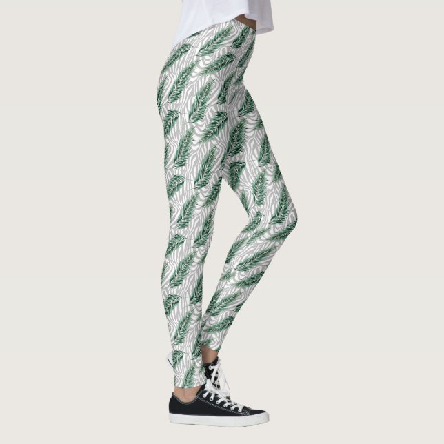  Botanical Green Leaves  Watercolor   Leggings (Right)