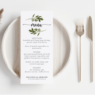 Botanical Green Leaves Wedding Menu