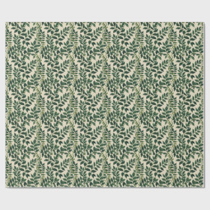Botanical green leaves wrapping paper