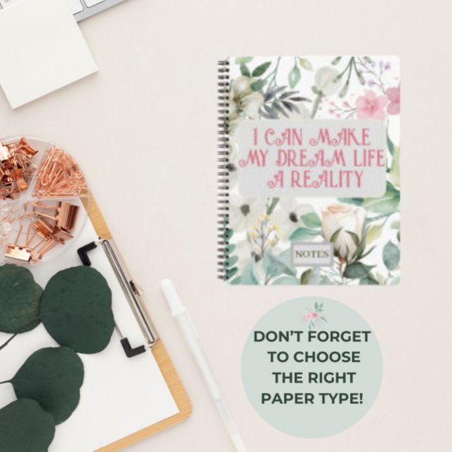 BOTANICAL GREEN & PINK FLORAL QUOTE NOTEBOOK (BOTANICAL FLORAL QUOTE NOTEBOOK)
