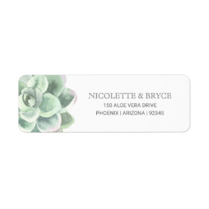 Botanical Green Return Address Succulent Wedding Label