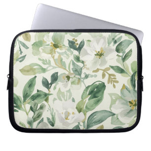 Botanical Green Watercolor Floral Leaves Nature Laptop Sleeve