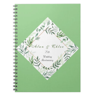 Botanical Green Wedding Gift Spiral Photo Notebook