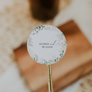 Botanical Greenery and Gold Wedding Envelope Seals
