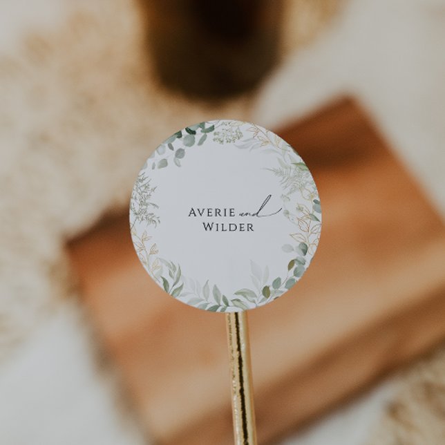 Botanical Greenery and Gold Wedding Envelope Seals (Creator Uploaded)