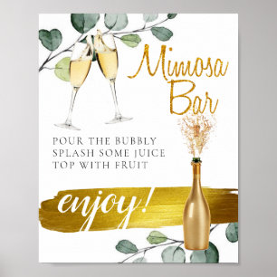 Botanical Greenery Bridal Brunch Mimosa Bar Sign
