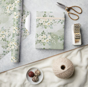 Botanical Greenery Bridal Party Spring Wedding Wrapping Paper