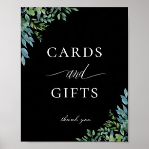 Botanical Greenery Cards and Gifts Sign Black