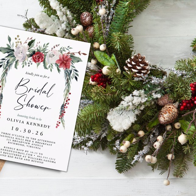 Botanical Greenery Christmas Bridal Shower  Invita Invitation (Creator Uploaded)