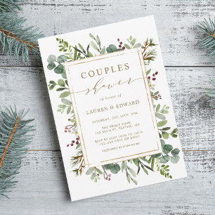 Botanical Greenery Christmas Couples Shower Invitation