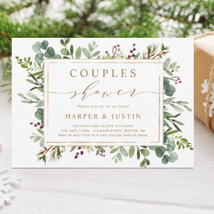 Botanical Greenery Christmas Couples Shower Invitation