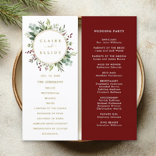 Botanical Greenery Christmas Holiday Gold Wedding Program