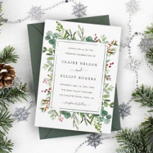 Botanical Greenery Christmas Holiday Green Wedding