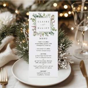 Botanical Greenery Christmas Holiday Green Wedding Menu