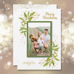 Botanical Greenery Christmas Photo Holiday Card