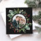 Botanical Greenery Christmas Photo Square Black