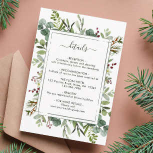 Botanical Greenery Christmas Wedding Details Enclosure Card
