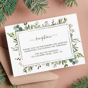 Botanical Greenery Christmas Wedding Reception Enc Enclosure Card