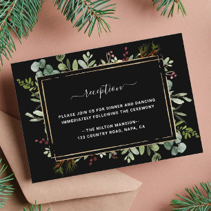Botanical Greenery Christmas Wedding Reception  Enclosure Card