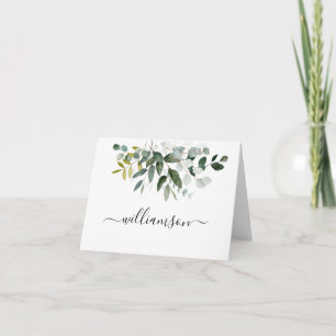 Botanical Greenery Design with Last Name Holiday Card