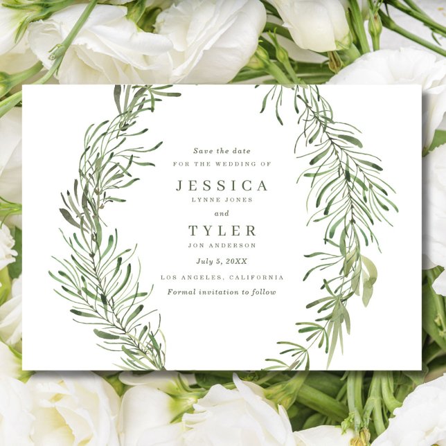 Botanical Greenery Elegant Photo Wedding  Save The Date (Botanical Greenery Elegant Photo Wedding Save The Date)