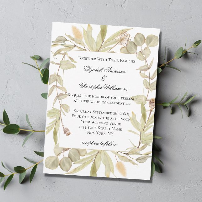 Botanical Greenery Eucalyptus Elegant Wedding  Invitation (Creator Uploaded)