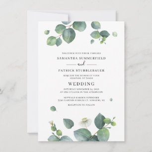 Botanical Greenery Eucalyptus Leaves Wedding Invitation