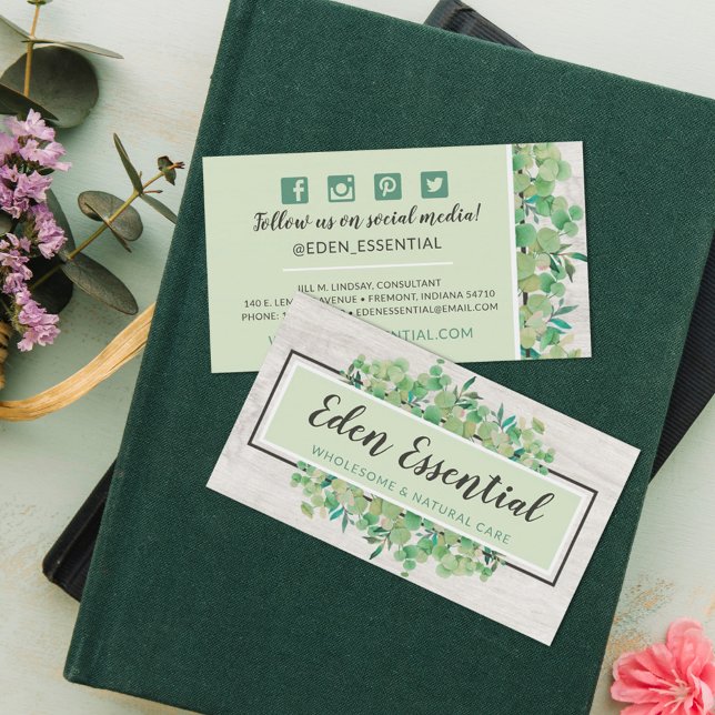 Botanical Greenery Eucalyptus Rustic Social Media Business Card (Creator Uploaded)