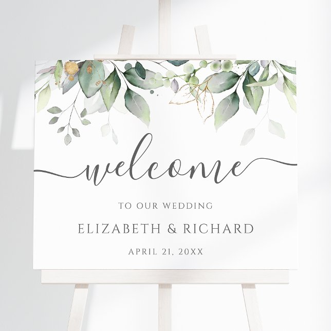 Botanical Greenery Eucalyptus Wedding Welcome Sign (Creator Uploaded)