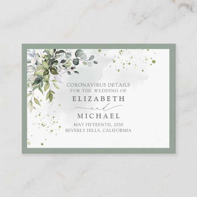 Botanical Greenery Floral Coronavirus Detail Enclosure Card (Front)