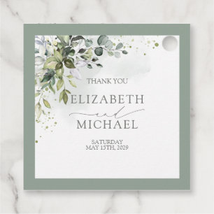 Botanical Greenery Floral Watercolor Wedding Favour Tags