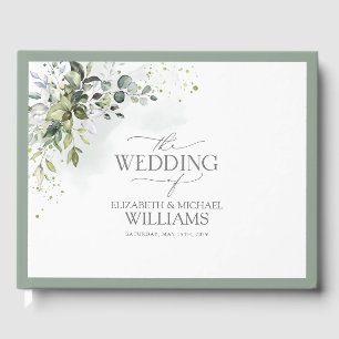 Botanical Greenery Floral Watercolor Wedding Guest Book