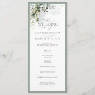 Botanical Greenery Floral Watercolor Wedding Program