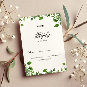 Botanical greenery foliage simple Wedding RSVP Invitation