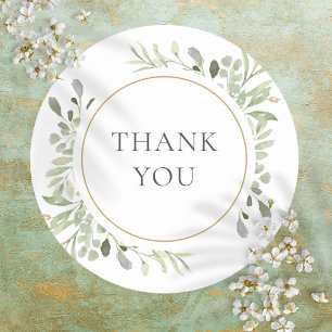Botanical Greenery Foliage Thank You Classic Round Sticker