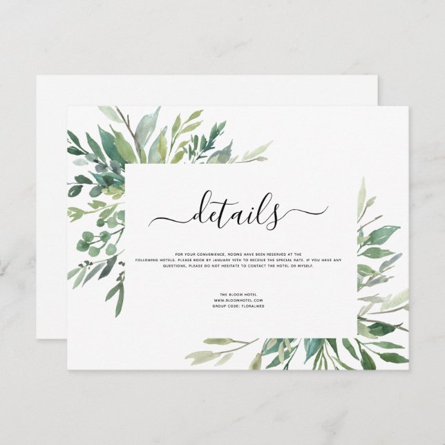 Botanical Greenery Foliage Watercolor Wedding Invi Invitation (Front/Back)
