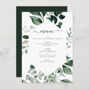 Botanical Greenery Foliage Watercolor Wedding Menu