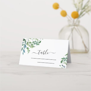 Botanical Greenery Foliage Watercolor Wedding Place Card