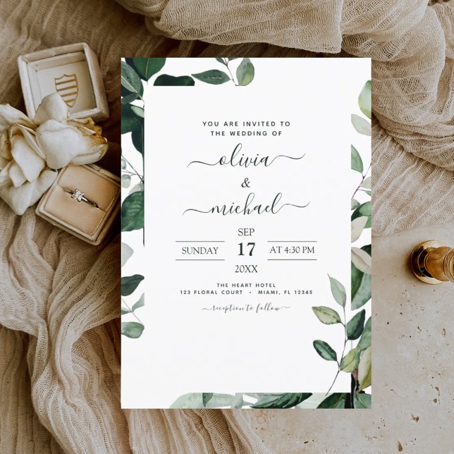 Botanical Greenery Foliage Wedding Invitation (Creator Uploaded)