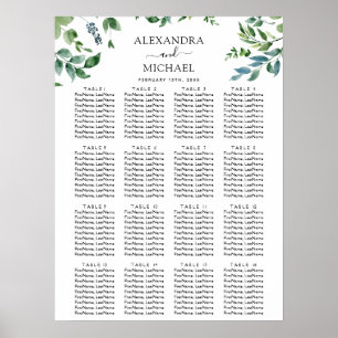 Botanical Greenery Foliage Wedding Seating Chart
