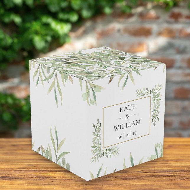 Botanical Greenery Foliage Wedding Thank You Favour Box (Creator Uploaded)
