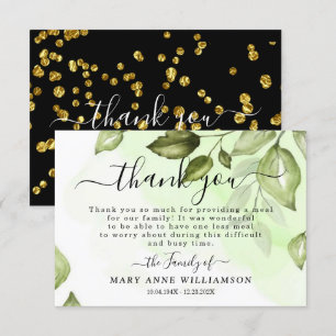 Botanical Greenery Funeral Food Thank You Card