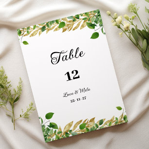 Botanical greenery gold foliage Table Numbers