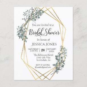 Botanical Greenery Gold Frame Bridal Shower