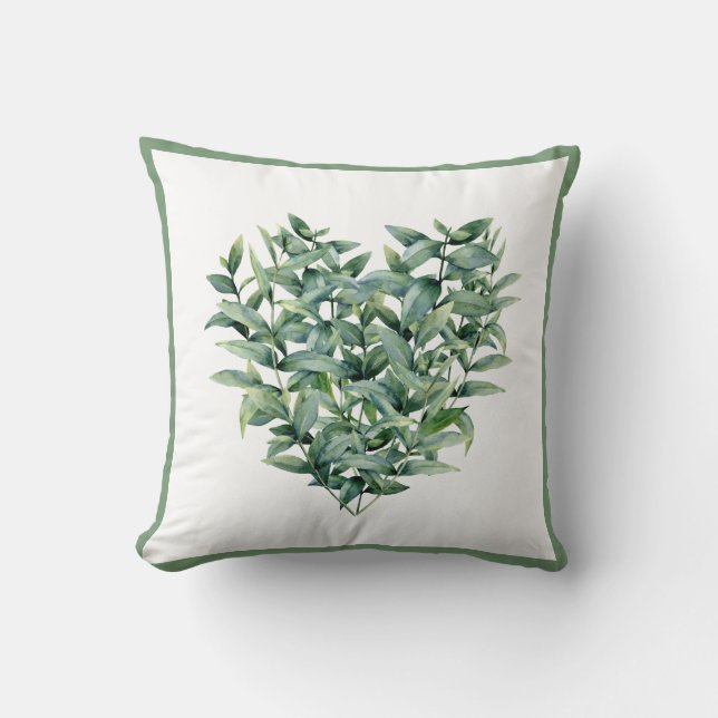 BotanIcal Greenery Heart Shaped Wreath Cushion (Front)