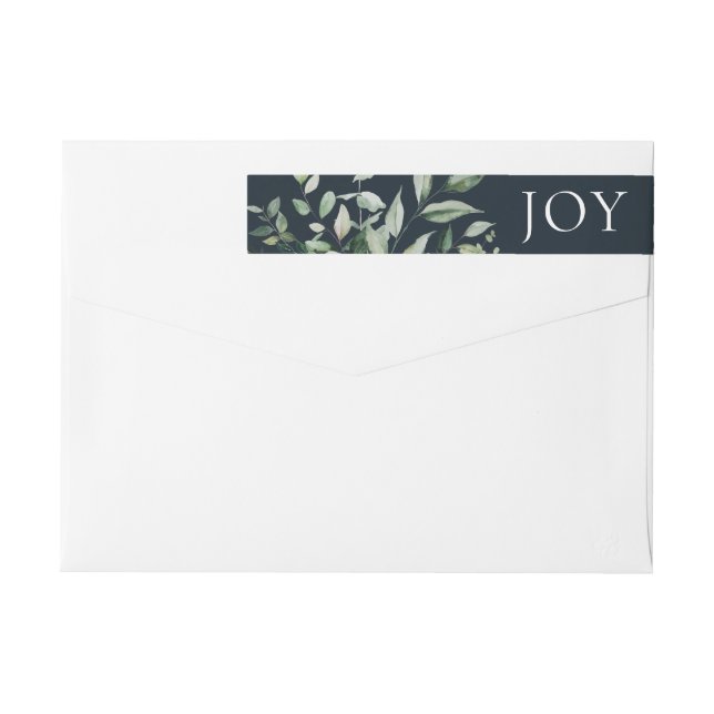 Botanical Greenery JOY Blue Wrap Around Label (Back)