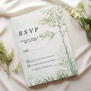Botanical greenery leaf floral rustic RSVP Invitation