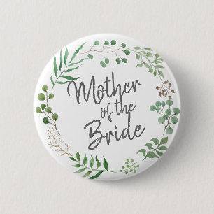Botanical Greenery   Leaf   Mother Of The Bride 6 Cm Round Badge