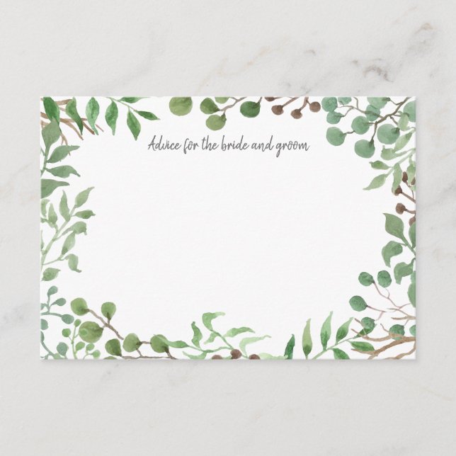 Botanical Greenery | Leaf | Wedding Advice Card (Front)