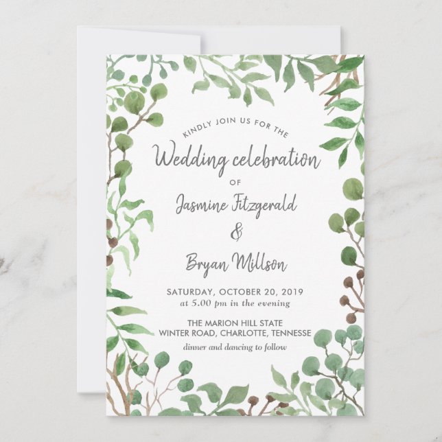 Botanical Greenery | Leaf | Wedding Invitation (Front)